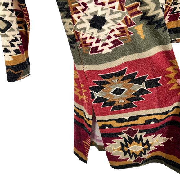 Ali Miles Sz Small Knit Sweater Jacket Blouse Shirt Top Aztec Red Ranch Montana - Picture 7 of 10